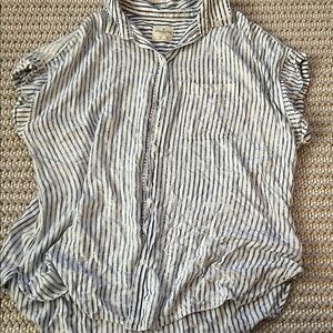 American Eagle Outfitters Blue and White Striped Button Down Shirt